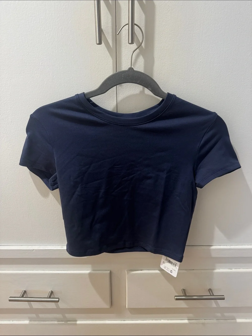 Alo yoga Alosoft Crop Finesse Short Sleeve size small navy